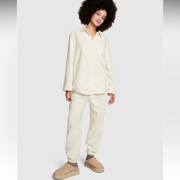 PINK Polar Fleece Jogger Creamer Pajama Set size XXL NWT - Picture 1 of 16